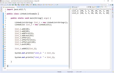 linked list array program in java