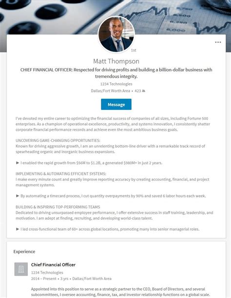 The Best Linkedin Summary Examples For Finance