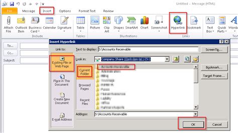 linking a folder in outlook