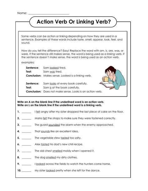 Linking And Action Verbs Exercises With Answers