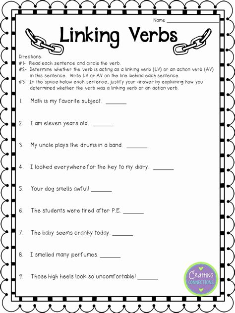 linking verb exercises with answers