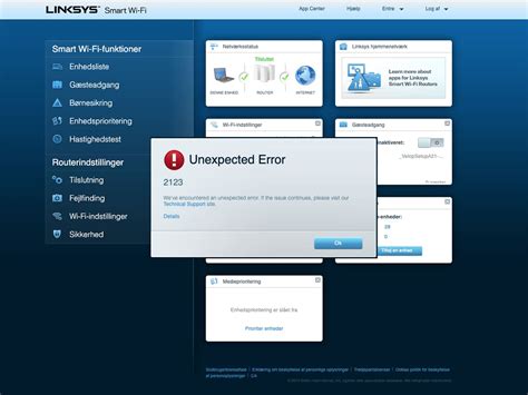 Linksys Router Unexpected Error 2123