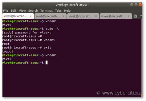 linux change user sudo su
