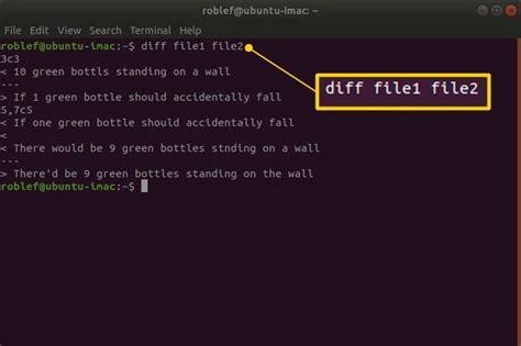 linux diff command to compare two files