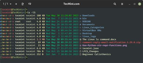 linux list files with size and date