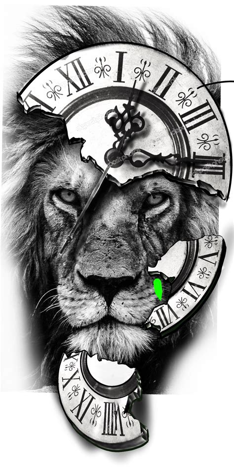 The Best Lion And Clock Tattoo Design 2023