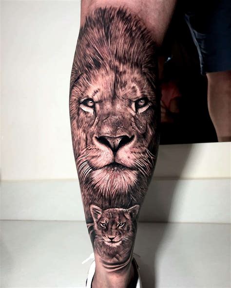 Powerful Lion Calf Tattoo Designs 2023