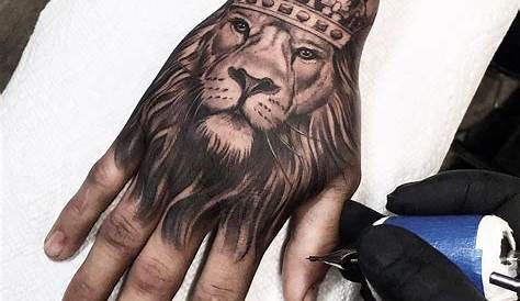 Lion Crown Hand Tattoo With On