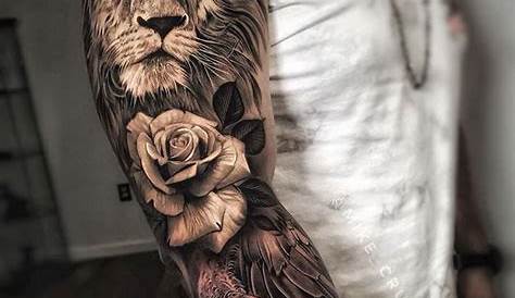 Lion Tattoo / Lion Rose Tattoo / realistisch Hülse Tattoo Rose Tattoo