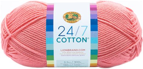 lion brand 24/7 cotton yarn pink
