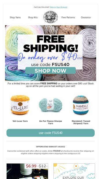 lion brand yarn free shipping code