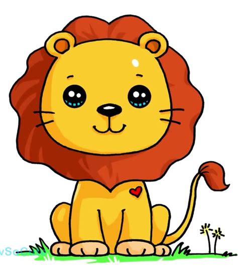 lion drawing cute