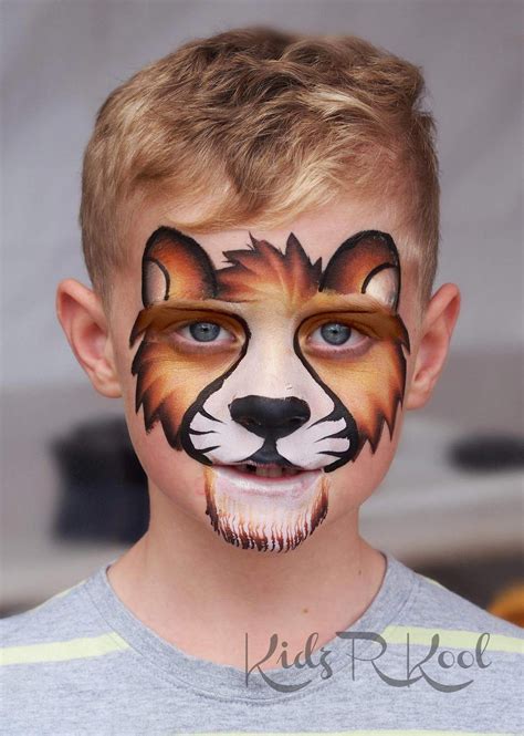 lion face painting easy