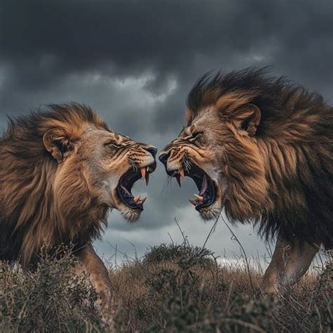 Lion Roaring Fiercely