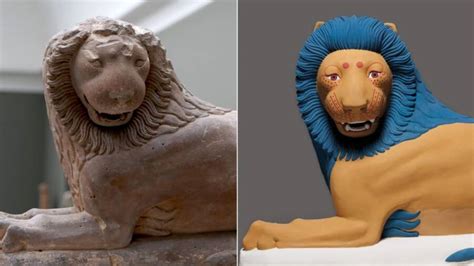 Lion Statues Painted