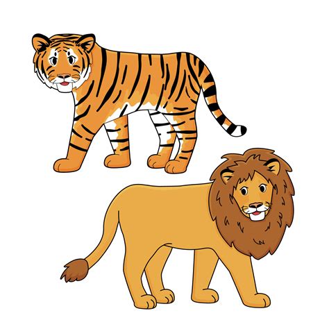 lion vs tiger clipart