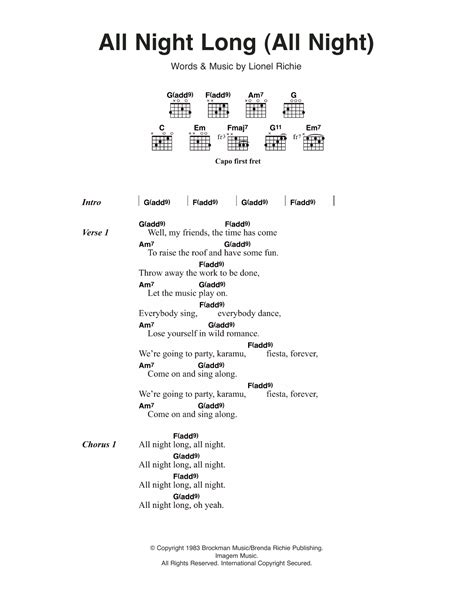 lionel richie all night long chords