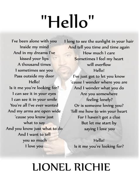 lionel richie hello lyrics meaning