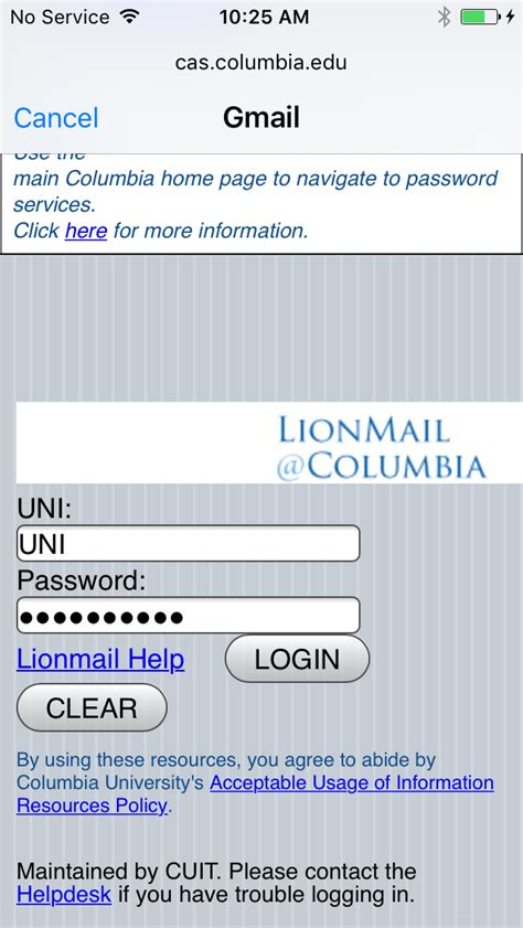 lionmail columbia university login