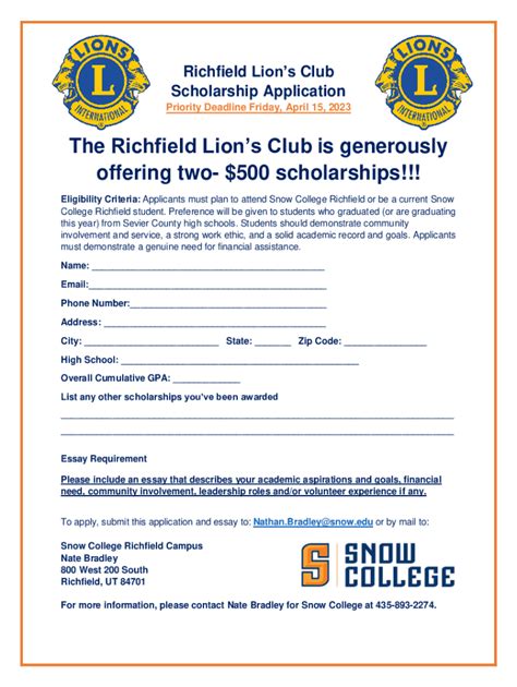 lions club scholarship form