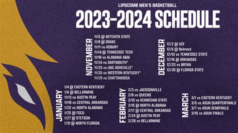 Lipscomb Basketball Schedule