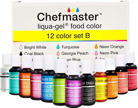 Chefmaster Liqua Gel Food Coloring 12 Color Set B Frosting