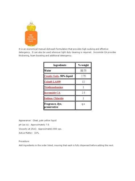 Liquid Soap Formula Pdf