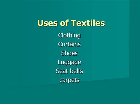 List 10 Uses Of Textiles