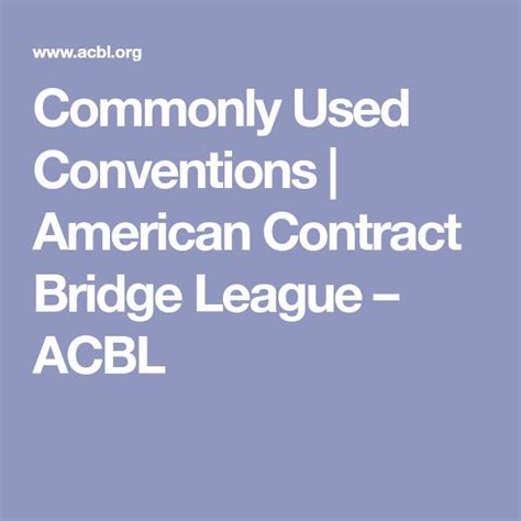 list acbl bridge conventions