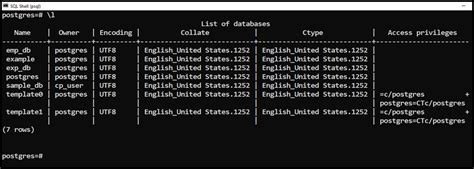 list databases postgres query