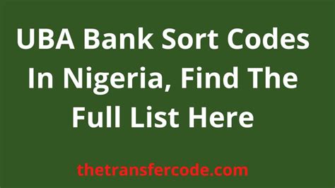list of bank sort codes in nigeria