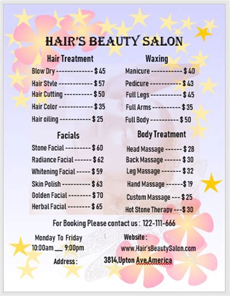 list of beauty salon services