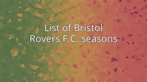 list of bristol rovers seasons