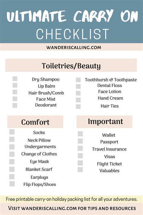 List Of Carry On Essentials