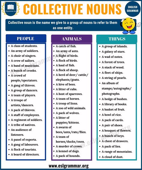 list of collective nouns for grade 2