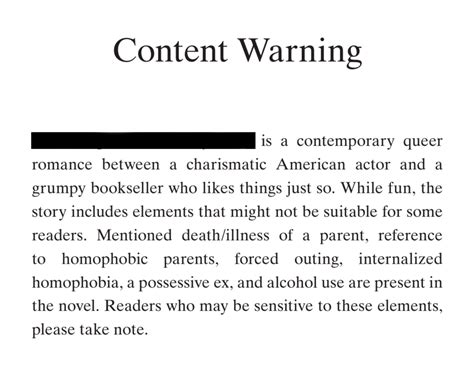 list of content warnings for books