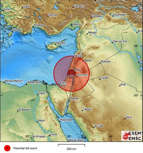 list of earthquakes in israel