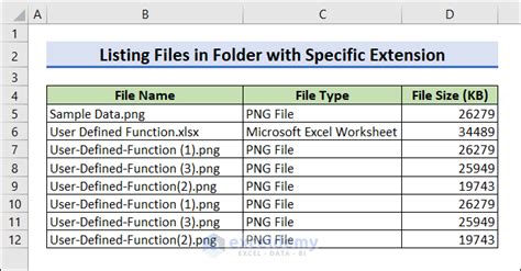 list of file names in folder to excel vba