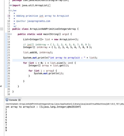 list of int array in java