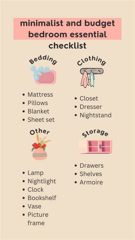List Of Items In A Bedroom