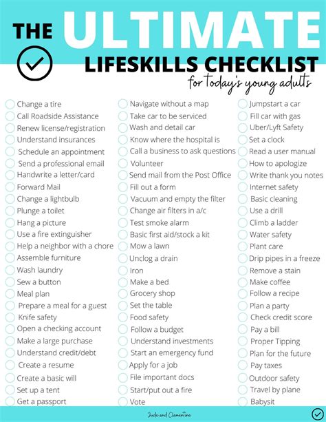 list of life skills for adults