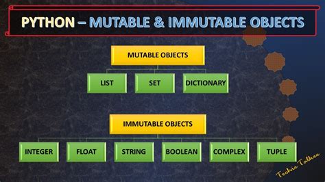 list of mutable and immutable objects in python