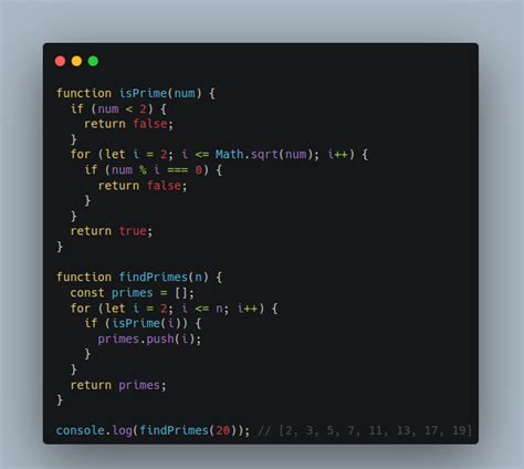 list of prime numbers javascript