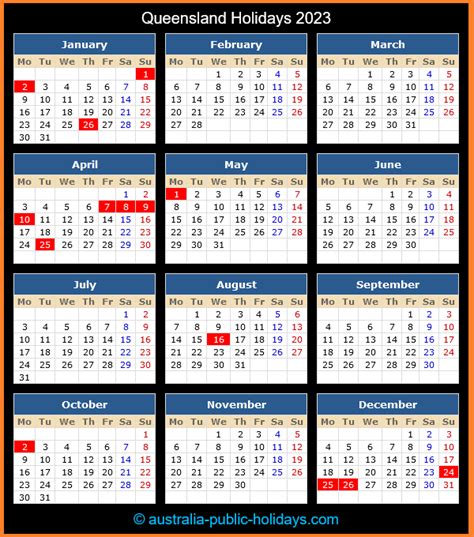 list of qld public holidays 2023
