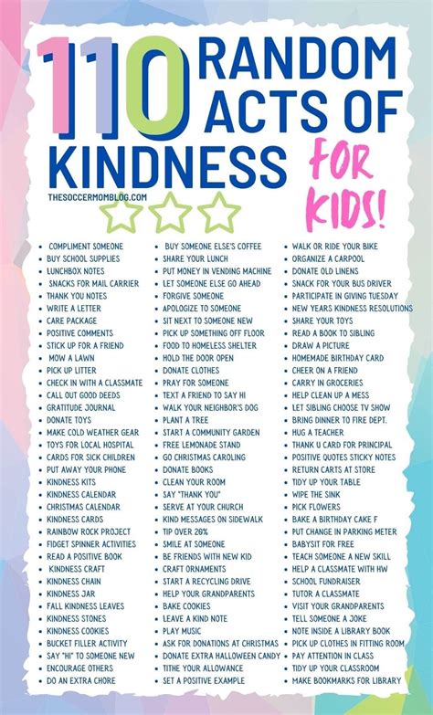 list of random acts of kindness for kids