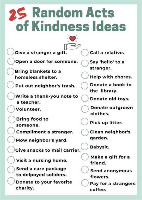 list of random acts of kindness ideas