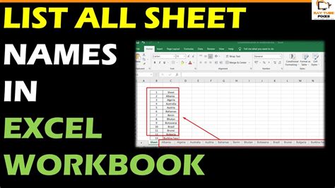 List Of Sheets Names In Excel