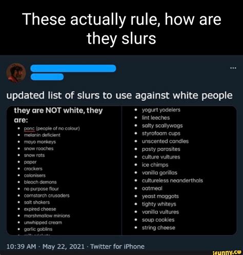 list of slurs