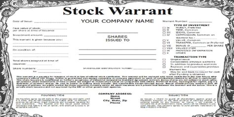 list of stock warrants