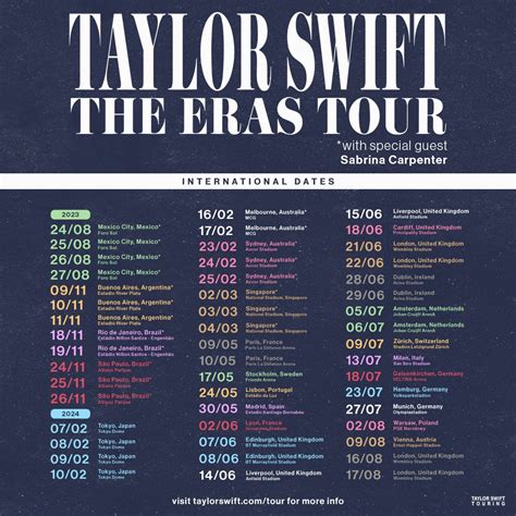 list of taylor swift eras tour dates